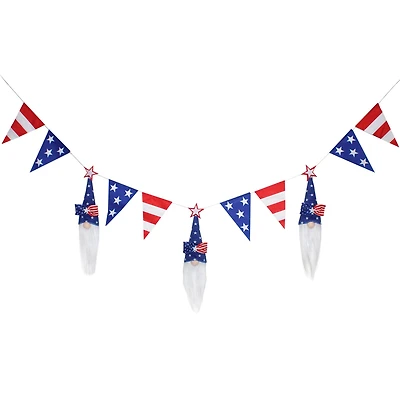 National Tree Co. 6ft Patriotic Flag Blue Gnome Indoor Outdoor Garland