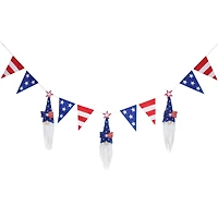 National Tree Co. 6ft Patriotic Flag Blue Gnome Indoor Outdoor Garland