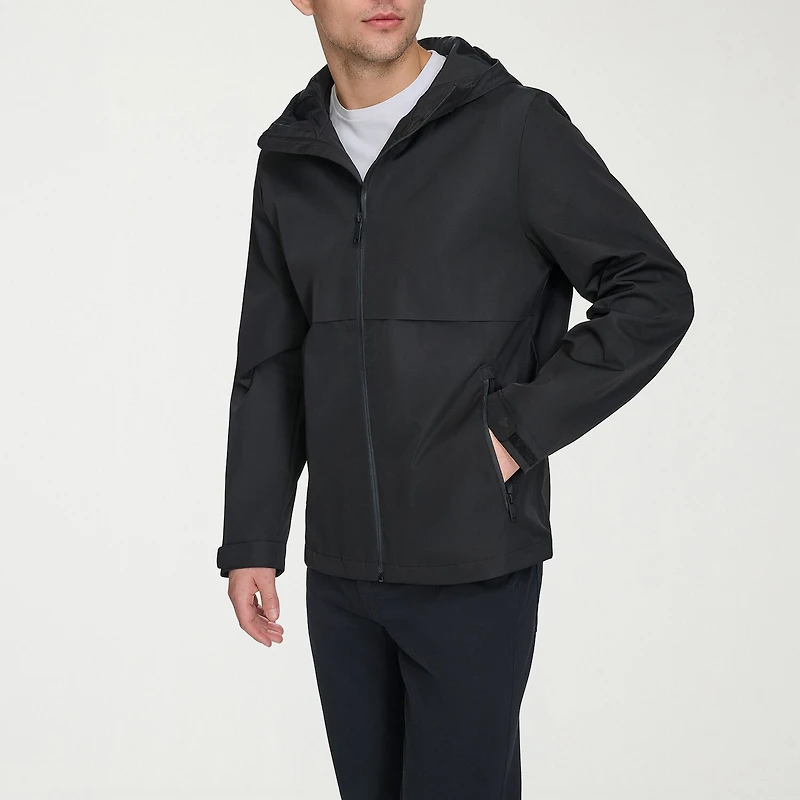 Dockers Mens Hooded Water Resistant Midweight Raincoat