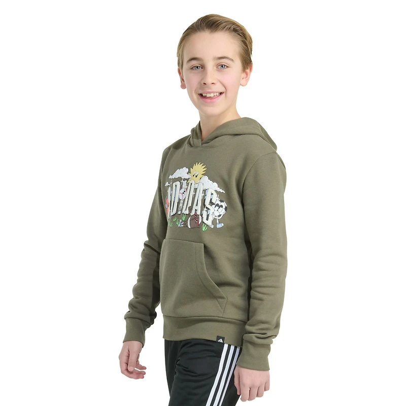 adidas Big Kid Boys Long Sleeve Fleece Active Hoodie