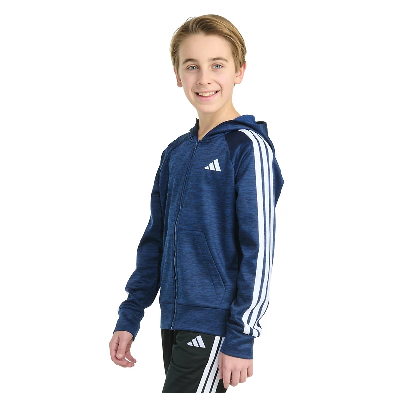 adidas Big Kid Boys Long Sleeve Fleece Zipper Active Hoodie