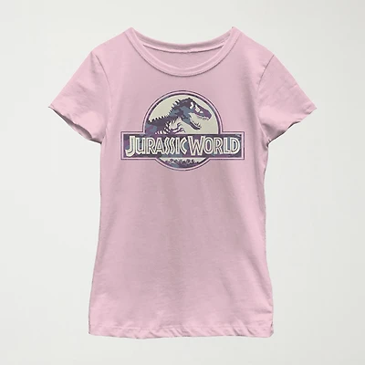 Little & Big Kid Girls Crew Neck Short Sleeve Regular Fit Jurassic World Graphic T-Shirt