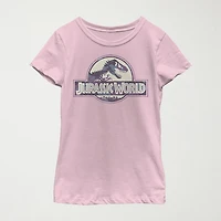 Little & Big Kid Girls Crew Neck Short Sleeve Regular Fit Jurassic World Graphic T-Shirt