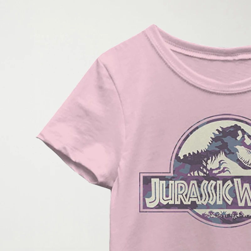 Little & Big Kid Girls Crew Neck Short Sleeve Regular Fit Jurassic World Graphic T-Shirt