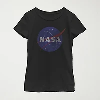 Little & Big Kid Girls Crew Neck Short Sleeve Regular Fit NASA Graphic T-Shirt