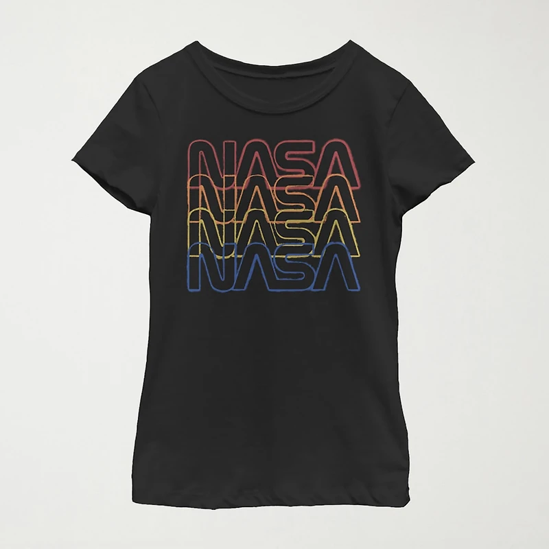 Little & Big Kid Girls Crew Neck Short Sleeve Regular Fit NASA Graphic T-Shirt