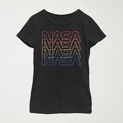 Little & Big Kid Girls Crew Neck Short Sleeve Regular Fit NASA Graphic T-Shirt
