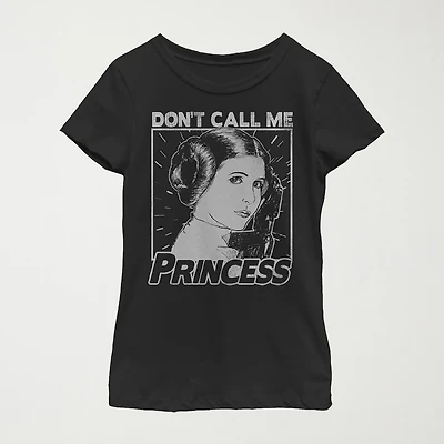 Little & Big Kid Girls Crew Neck Short Sleeve Regular Fit Star Wars Graphic T-Shirt