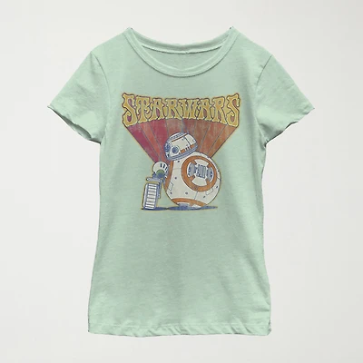 Big Kid Girls Crew Neck Short Sleeve Regular Fit Star Wars Graphic T-Shirt