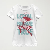 Little & Big Kid Girls Round Neck Short Sleeve Regular Fit Princess Mulan Graphic T-Shirt