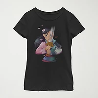 Disney Little & Big Girls Mulan Portrait Crew Neck Short Sleeve Graphic T-Shirt