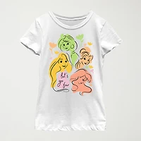 Disney Little & Big Kid Girls Crew Neck Short Sleeve Slim Fit Princess Graphic T-Shirt