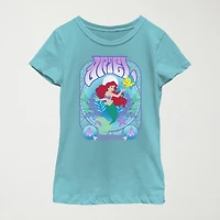 Disney Little & Big Kid Girls Crew Neck Short Sleeve Slim Fit Ariel Princess The Mermaid Graphic T-Shirt