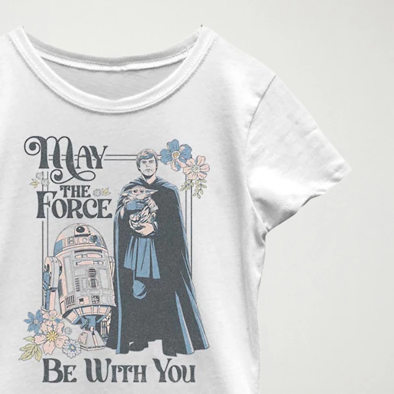 Little & Big Kid Girls Crew Neck Short Sleeve Slim Fit Star Wars Graphic T-Shirt