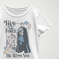 Little & Big Kid Girls Crew Neck Short Sleeve Slim Fit Star Wars Graphic T-Shirt