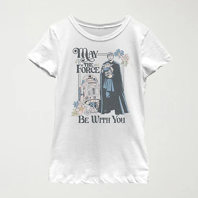 Little & Big Kid Girls Crew Neck Short Sleeve Slim Fit Star Wars Graphic T-Shirt