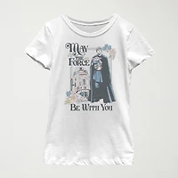 Little & Big Kid Girls Crew Neck Short Sleeve Slim Fit Star Wars Graphic T-Shirt