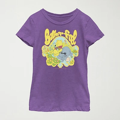 Little & Big Kid Girls Crew Neck Short Sleeve Slim Fit Winnie The Pooh Graphic T-Shirt