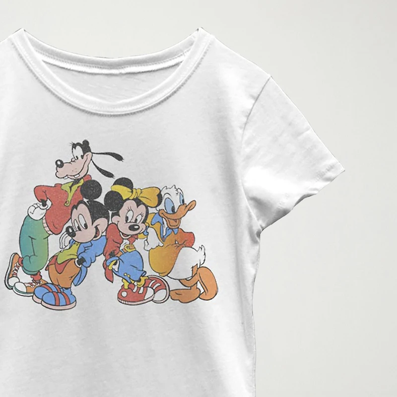 Disney Little & Big Kid Girls Crew Neck Short Sleeve Slim Fit Mickey and Friends Graphic T-Shirt