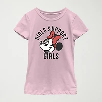 Little & Big Kid Girls Crew Neck Short Sleeve Slim Fit Minnie Mouse Graphic T-Shirt