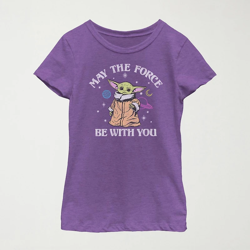Little & Big Kid Girls Crew Neck Short Sleeve Slim Fit Star Wars Graphic T-Shirt