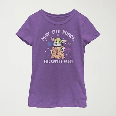 Little & Big Kid Girls Crew Neck Short Sleeve Slim Fit Star Wars Graphic T-Shirt