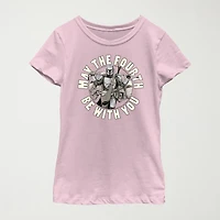 Little & Big Kid Girls Crew Neck Short Sleeve Slim Fit Star Wars Graphic T-Shirt