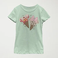 Little & Big Kid Girls Crew Neck Short Sleeve Slim Fit Mickey and Friends Graphic T-Shirt