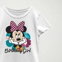 Little & Big Kid Girls Crew Neck Short Sleeve Slim Fit Minnie Mouse Graphic T-Shirt