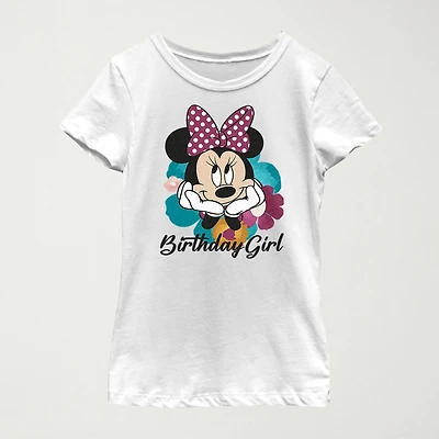 Little & Big Kid Girls Crew Neck Short Sleeve Slim Fit Minnie Mouse Graphic T-Shirt