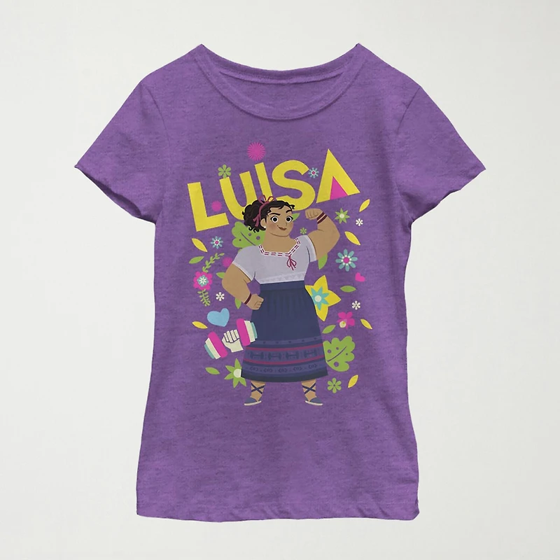 Disney Encanto Little & Big Kid Girls Crew Neck Short Sleeve Slim Fit Graphic T-Shirt