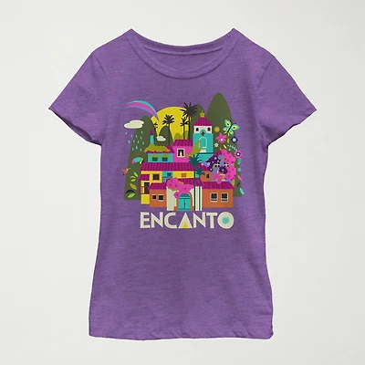 Disney Encanto Little & Big Kid Girls Crew Neck Short Sleeve Slim Fit Graphic T-Shirt