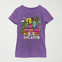 Disney Encanto Little & Big Kid Girls Crew Neck Short Sleeve Slim Fit Graphic T-Shirt