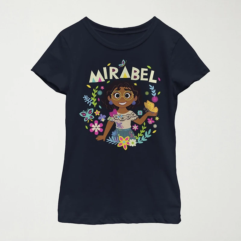 Disney Encanto Little & Big Kid Girls Crew Neck Short Sleeve Slim Fit Graphic T-Shirt