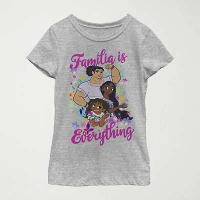 Disney Encanto Little & Big Kid Girls Crew Neck Short Sleeve Slim Fit Graphic T-Shirt