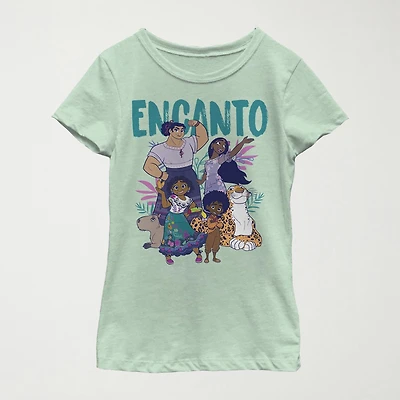 Disney Encanto Little & Big Kid Girls Crew Neck Short Sleeve Slim Fit Graphic T-Shirt
