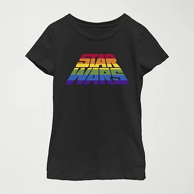 Little & Big Kid Girls Crew Neck Short Sleeve Slim Fit Star Wars Graphic T-Shirt