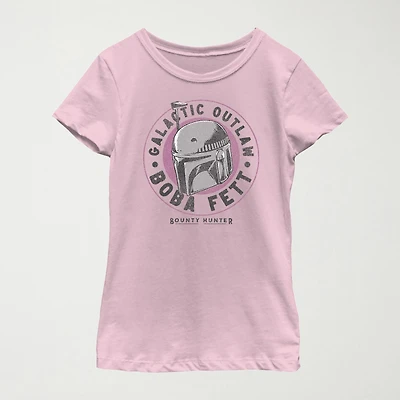 Boba Fett Little & Big Kid Girls Crew Neck Short Sleeve Slim Fit Star Wars Graphic T-Shirt