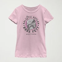 Boba Fett Little & Big Kid Girls Crew Neck Short Sleeve Slim Fit Star Wars Graphic T-Shirt