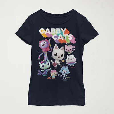 Little & Big Kid Girls Crew Neck Short Sleeve Regular Fit Gabby's Dollhouse Graphic T-Shirt
