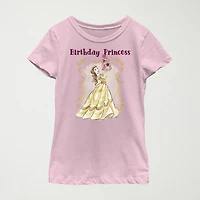 Disney Little & Big Kid Girls Crew Neck Short Sleeve Regular Fit Belle Graphic T-Shirt