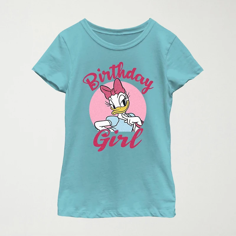 Disney Little & Big Kid Girls Crew Neck Short Sleeve Regular Fit Mickey and Friends Graphic T-Shirt