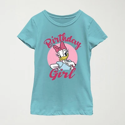 Disney Little & Big Kid Girls Crew Neck Short Sleeve Regular Fit Mickey and Friends Graphic T-Shirt