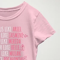Disney Little & Big Kid Girls Crew Neck Short Sleeve Regular Fit Princess Graphic T-Shirt
