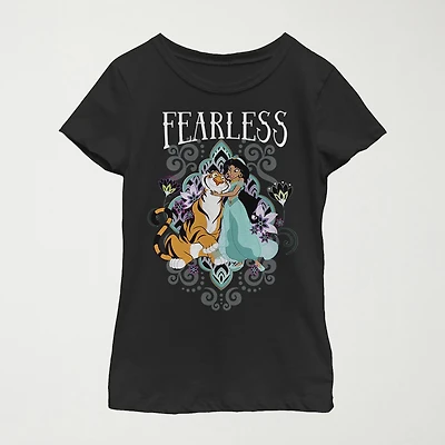 Disney Little & Big Kid Girls Crew Neck Short Sleeve Regular Fit Aladdin Graphic T-Shirt