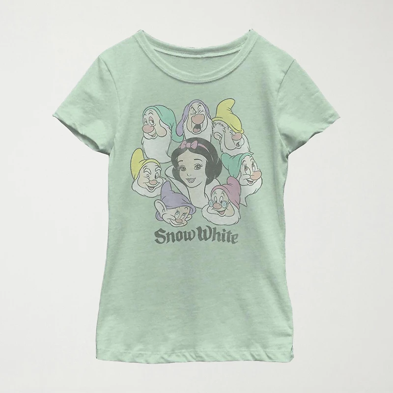 Disney Little & Big Kid Girls Crew Neck Short Sleeve Regular Fit Snow White Graphic T-Shirt