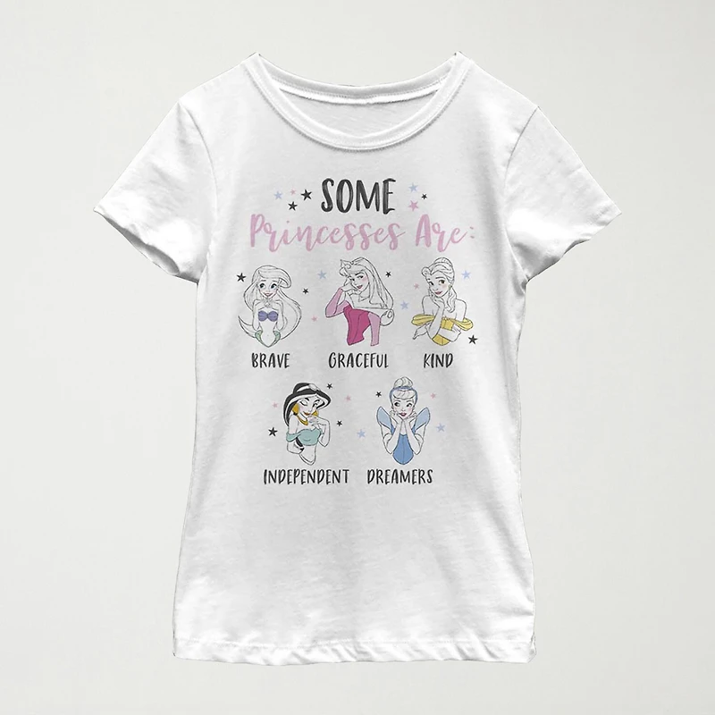 Disney Little & Big Kid Girls Crew Neck Short Sleeve Regular Fit Princess Graphic T-Shirt