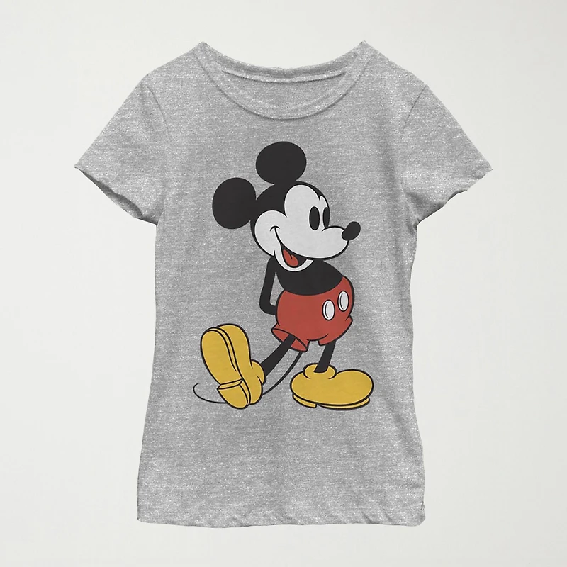 Little & Big Kid Girls Crew Neck Short Sleeve Regular Fit Mickey Mouse Graphic T-Shirt