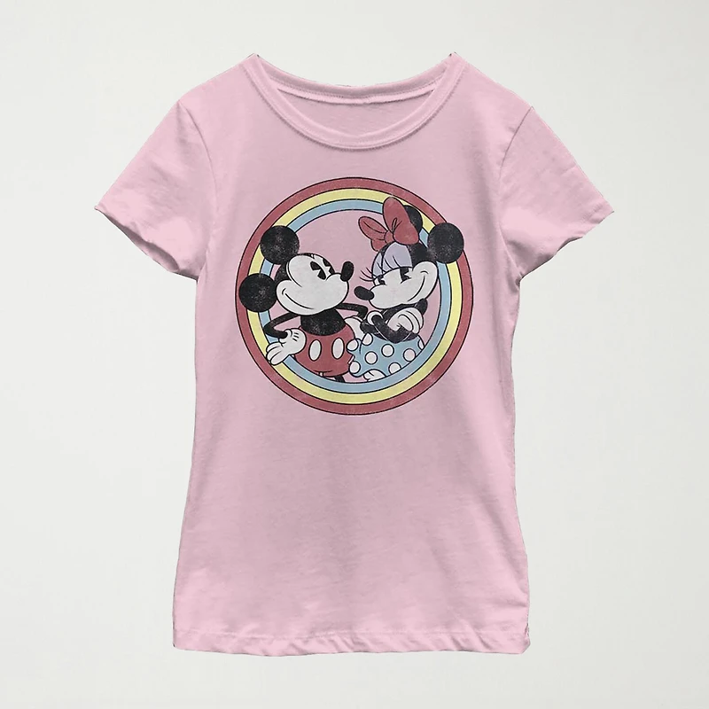 Disney Little & Big Kid Girls Crew Neck Short Sleeve Regular Fit Mickey and Friends Graphic T-Shirt