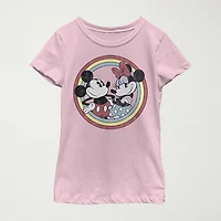 Disney Little & Big Kid Girls Crew Neck Short Sleeve Regular Fit Mickey and Friends Graphic T-Shirt
